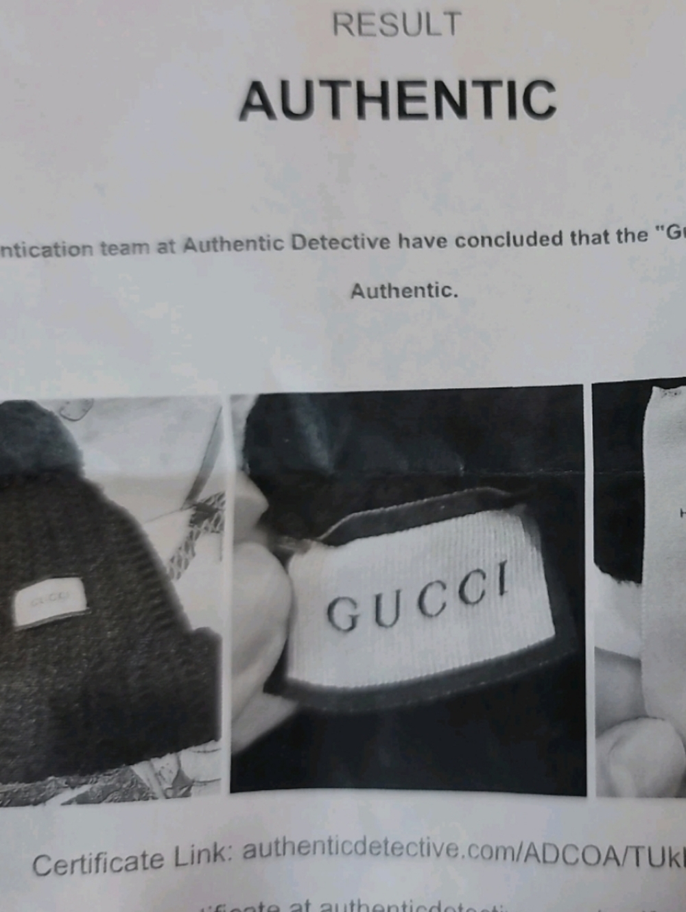 Gucci Black Ribbed Knit Pom-Pom Hat with Logo Patch With COA - Picture 7 of 7